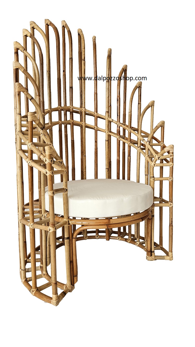 AR1021 POLTRONA DESIGN RATTAN CON CUSCINO H170